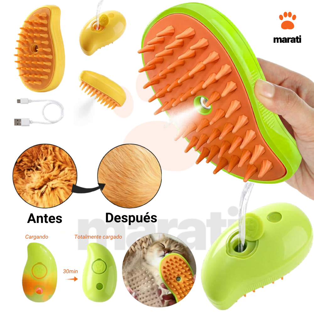 Cepillo de Vapor 3 en 1 para Mascotas - Recargable USB